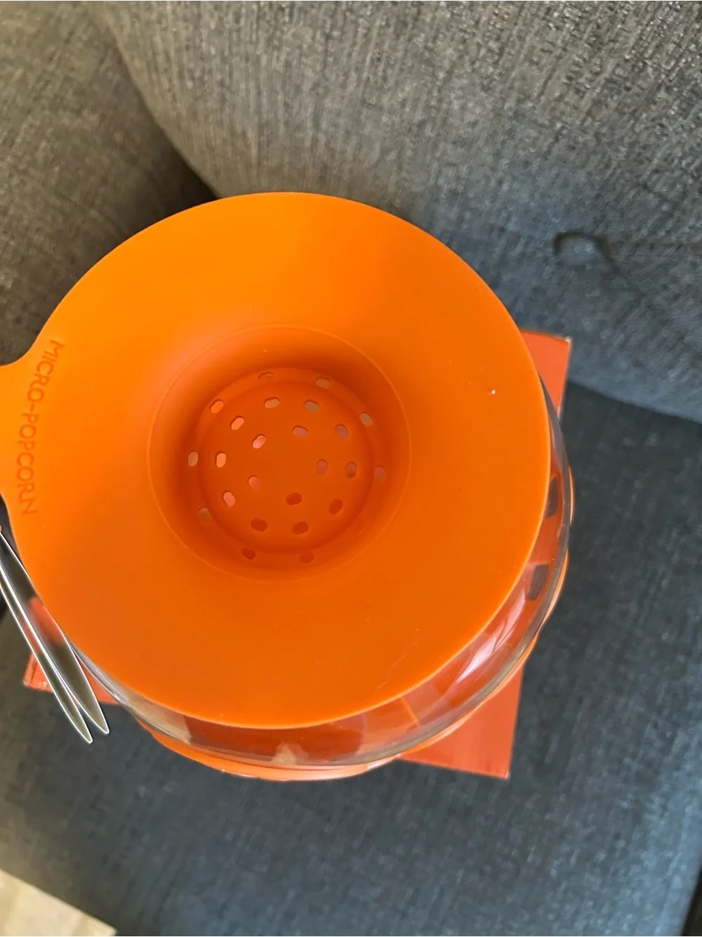 Orange Popcorn Serving Bowl with Handle - Popcorn Brand